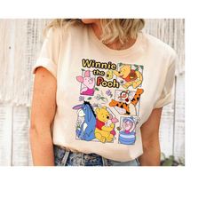 Disney Winnie The Pooh Group Shot Patterned Portrait Shirt, Pooh, Tigger, Eeyore, Piglet,Magic Kingdom Shirt, Disneyland