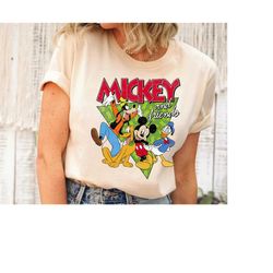 Disney Mickey And Friends Group Shot Patterned Portrait Shirt, Mickey Minnie Donald Daisy Goofy,Magic Kingdom,Disneyland