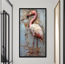 Flamingo Canvas Painting, Pink Flamingo Art, Pink Flamingo Wall Decor