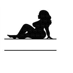 Thick Curvy Mudflap Girl Split Monogram Svg, Messy Bun Svg, Chubby Trucker Girl Svg. Vector Cut file Cricut, Silhouette,