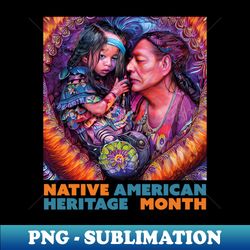 Native American Indigenous tribal art with Indigenous Indian Chief feather Headdress and Native Indigenous girl - Premium Sublimation Digital Download - Spice Up Your Sublimation Projects