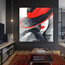 Woman Playing Violin Canvas, Woman In Red Dress Poster, Artistic Woman Art