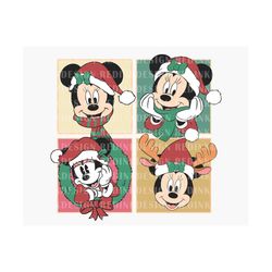Christmas Mouse SVG, Xmas Holiday Svg, Retro Christmas Svg, Merry Christmas Svg, Santa Hat Svg, Christmas Wreath Svg, Di