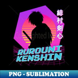 Rurouni Kenshin - Vaporwave - Modern Sublimation PNG File - Unleash Your Creativity
