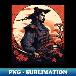 Samurai in Red Moonlight - Digital Sublimation Download File - Add a Festive Touch to Every Day