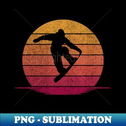 Awesome Funny Snowboarding Gift - Hobby Silhouette Sunset Design - Creative Sublimation PNG Download - Fashionable and Fearless