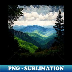 Mosaic Great Smoky Mountains National Park Square  Blue Ridge Mountains  North Carolina  Tennessee  National Parks - High-Resolution PNG Sublimation File - Capture Imagination with Every Detail