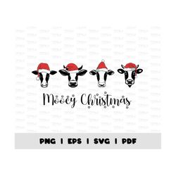 Christmas Cows Svg, Mooey Christmas Svg, Funny Christmas Cow Png, Cow Face Svg Png, Highland Cows Svg, Cow Santa Hat Svg