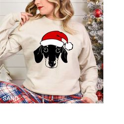 Doxie Dog With Santa Hat Sweatshirt, Doxie Dog Christmas Shirt, Doxie Dog Christmas Sweater, Christmas Dog Shirt, CR-027