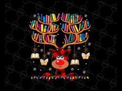 christmas library red deer gift for librarian and book lover png, funny reindeer png, librarian christmas gift, book lov