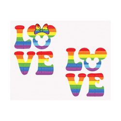 Bundle Love Rainbow Svg, LGBT Pride Svg, Rainbow Mouse Head Svg, Rainbow Flag Svg, Equality Svg, Support LGBT Rights, LG