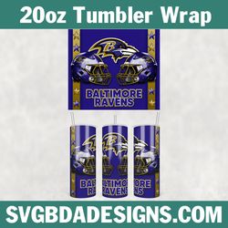 Baltimore Ravens 20oz Skinny Tumbler Wrap, Baltimore Ravens Football Tumbler Wrap, NFL Football Tumbler Template