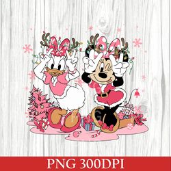 Vintage Minnie Daisy Christmas PNG, Retro Disney Christmas PNG, Disney Christmas Friends PNG, Disneyland Christmas PNG