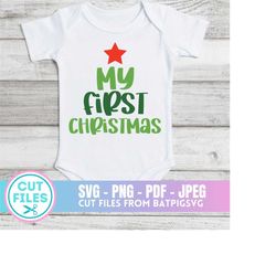 My First Christmas SVG, First Christmas, Baby SVG, Christmas SVG, Christmas, Happy Holidays, Digital Download, Cut File,