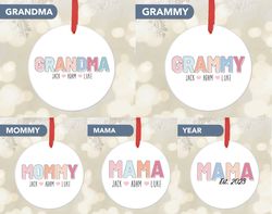 Custom Mama Est Christmas Ornament, Personalized New Mother Ornament