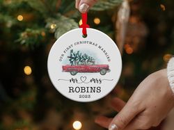 Personalized Married Couple Ornament, Custom Marriage Christmas Ornament
