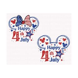 Bundle Happy 4th of July Svg, Mouse Head Svg, July 4th Svg, Fourth Of July Svg, American Flag Svg, Patriotic Svg, Indepe