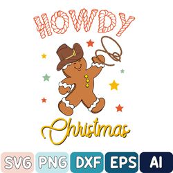 Howdy Christmas Gingerbread Svg, Howdy Christmas Svg, Western Retro Svg, Cute Christmas Svg, Digital Download