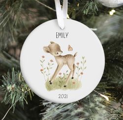babys first christmas personalized deer ornament, baby gift