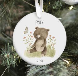 babys first christmas personalized bear ornament, baby gift