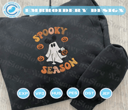 Spooky Season Embroidery Design, Happy Halloween Embroidery Design, Retro Cartoon Mouse Spooky Embroidery File, Autumn Spooky Vibes Machine Embroidery File