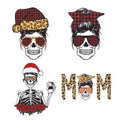 Skull Mom Christmas Bundle Svg, Winter Svg, Merry Christmas Svg, Holidays Svg, Santa Png File Cut Digital Download