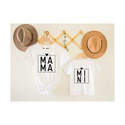 mama and mini heart svg, mama square svg, mommy and me svg, matching shirt svg, mommy daughter svg, toddler Shirt Svg, m