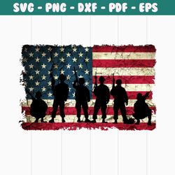 American Soldier Flag PNG, American Soldier with Distressed American Flag Sublimation Design Downloads, 4th of july