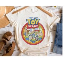 Retro Disney Pixar Toy Story Vintage Circle Portrait Logo  Shirt, Unisex T-shirt Family Birthday Gift Adult Kid Toddler