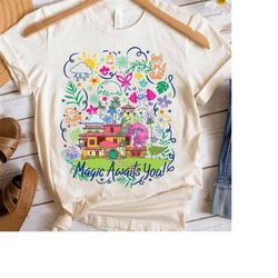 disney encanto house magic awaits you casa madrigal shirt, magic kingdom wdw trip unisex t-shirt family birthday gift ad