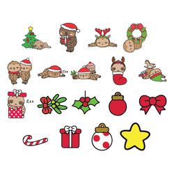 Premium Vector Clipart Kawaii Christmas Sloths Cute Christmas Sloths Clipart Christmas, Christmas Svg, Instant download