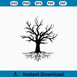 Bare Tree Svg, Silhouette Bare Tree, Cricut File, Bare Tree Nature Woods Svg Instant Download, Template, Clip Art Digita