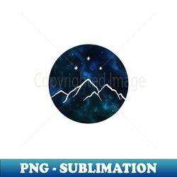Night court - mountain and stars drawn on galaxy background - Retro PNG Sublimation Digital Download - Stunning Sublimation Graphics