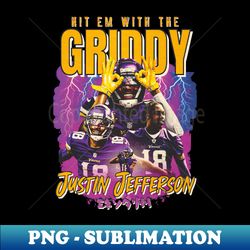 Justin Jefferson Griddy Original Aesthetic Tribute - PNG Transparent Digital Download File for Sublimation - Capture Imagination with Every Detail
