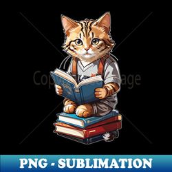 funny cute Cat Reading A book - Creative Sublimation PNG Download - Perfect for Creative Projects