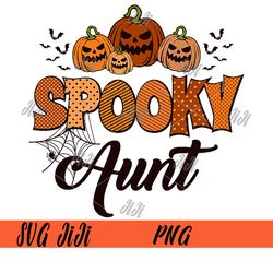 Spooky Aunt PNG, Retro Halloween Pumpkin PNG, Spooky Season PNG