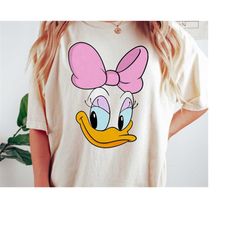 Disneyland Daisy Duck Big Face T-Shirt, Authentic Character Shirt for Disney Fans. Family Trip Vacation Gift. Disney Lov