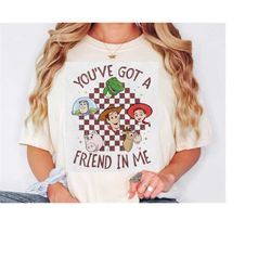 retro checkered disneyland tee featuring vintage toy story design - perfect for kids, youth, and toddlers. gift your tru