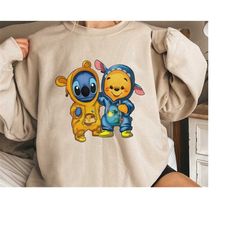 Disney Pooh and Stitch Besties Shirt, Adorable Friends Kids Tee – Perfect Wear for Magical Disneyland Trip, Nostalgic Po