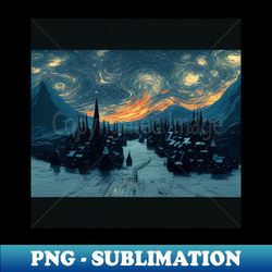 Starry Night Over Hogsmeade Village - PNG Transparent Digital Download File for Sublimation - Revolutionize Your Designs