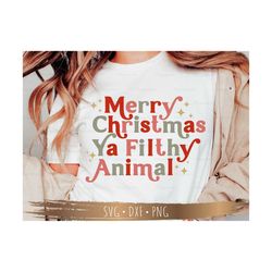 Merry Christmas Ya Filthy Animal SVG PNG, Cutting Files for Cricut, silhouette, PNG Sublimation, Digital Download