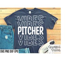 Pitcher Vibes Svg | Baseball Cut Files | Softball Pitcher Svg | Pitcher Tshirt Designs | Pitcher Shirt Quotes | High Sch