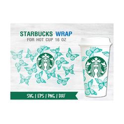 Butterfly Starbucks Cup SVG, Butterfly SVG, Files Starbuck Hot Cup 16 Oz, Files for Cricut