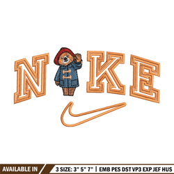 Nike x bear embroidery design, Bear embroidery, Nike design, Embroidery shirt, Embroidery file,Digital download