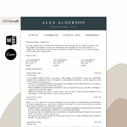 Minimalist Resume, Microsoft Word & Canva ATS Resume Template, ATS Compatible Resume Template - 5 pages