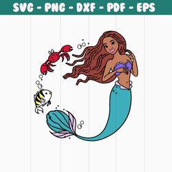 The little mermaid african american , black ariel princess SVG flounder sebastian , png clipart cricut , cut file layere