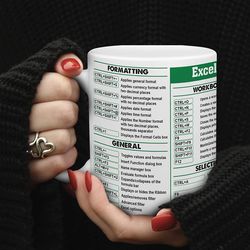 Accountant Gift For Women Men, Appreciation Gift Excel Mug, Group Excel Shortcut Coffee Mug, Excel Cheat Sheet Mug, Acco