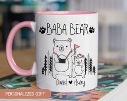 custom baba bear mug, papa bear coffee mug, personalized father coffee mug gift from daughter, custom dad mug, fathers d
