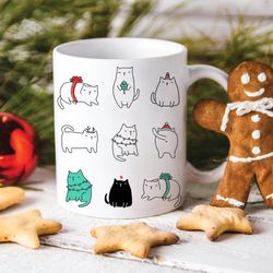 Cute Cat Christmas Mug, Hot Chocolate Mug, Funny Christmas Gift, Funny Cat Mug, Cat Christmas, Cat Mom Gift, Cat Lover G