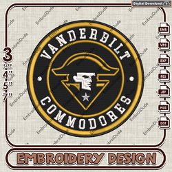 NCAA Logo Embroidery Files, NCAA Vanderbilt Embroidery Designs, Vanderbilt Commodores Machine Embroidery Designs